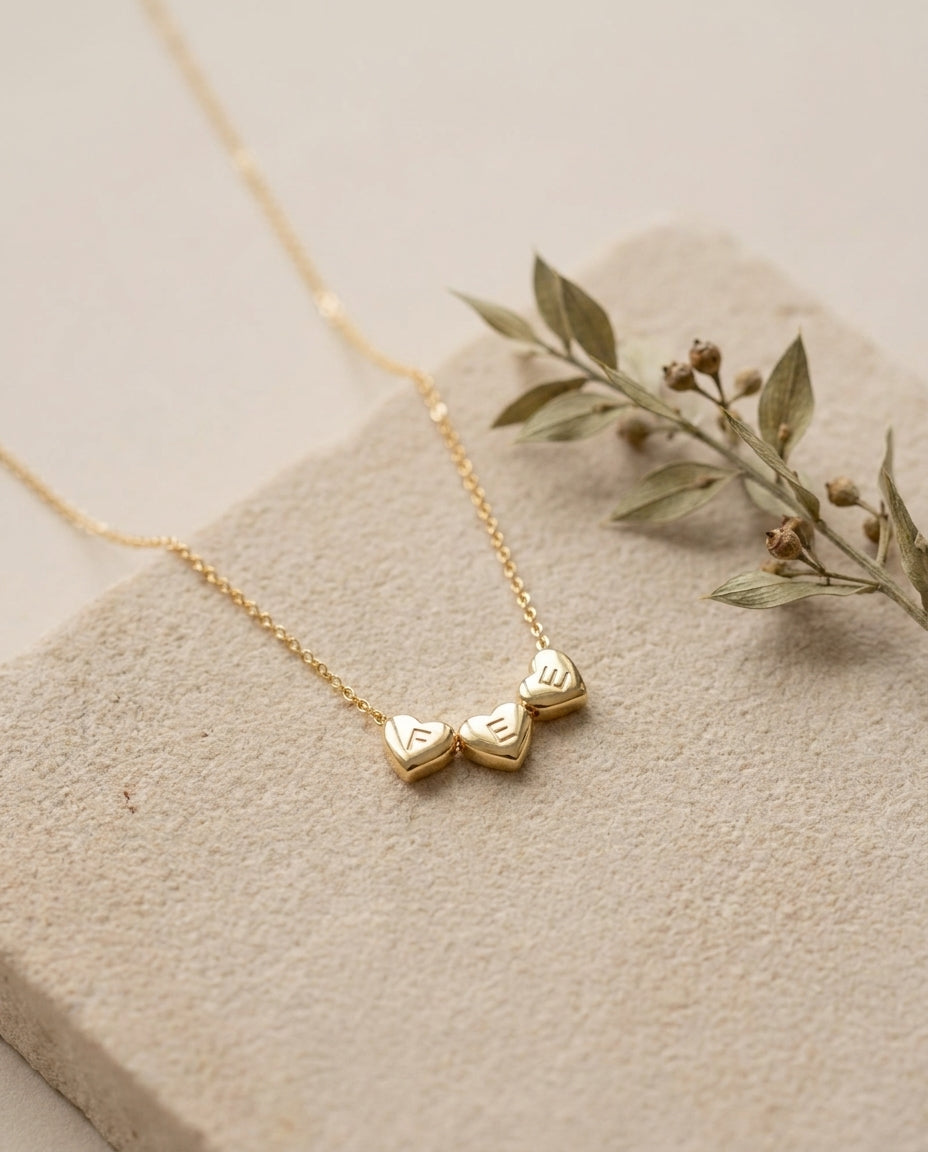 Personalized Initial Heart Necklace - Dainty Gold Jewelry