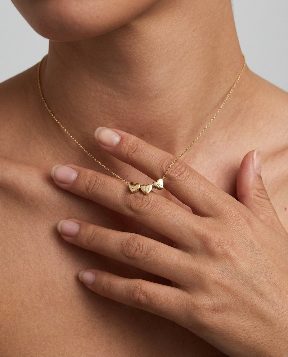 Personalized Initial Heart Necklace - Custom Gold Plated Jewelry