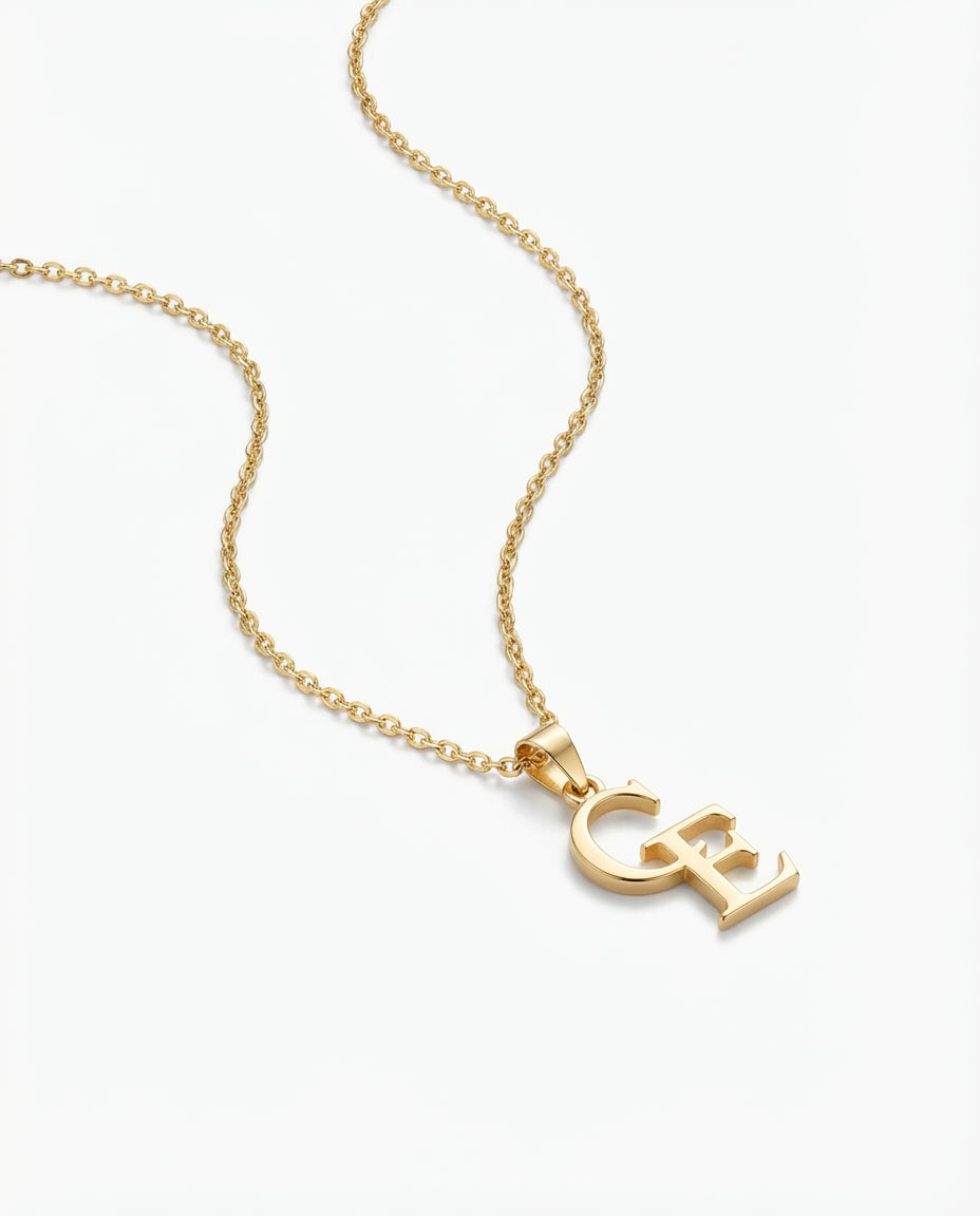 Personalized Two Initial Gold Necklace - Custom Letter Pendant Gift