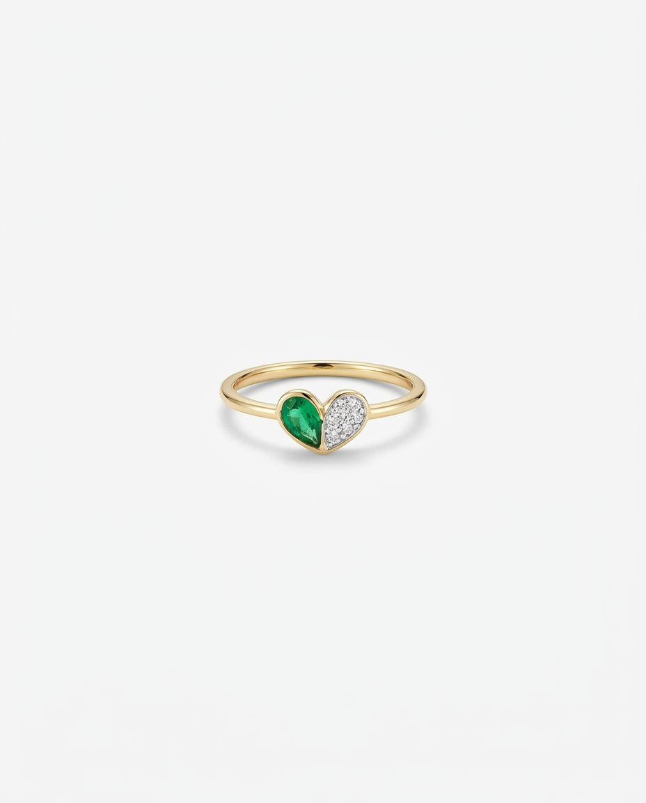 Birthstone Heart Toi et Moi Gold Ring - Birthstone Jewelry