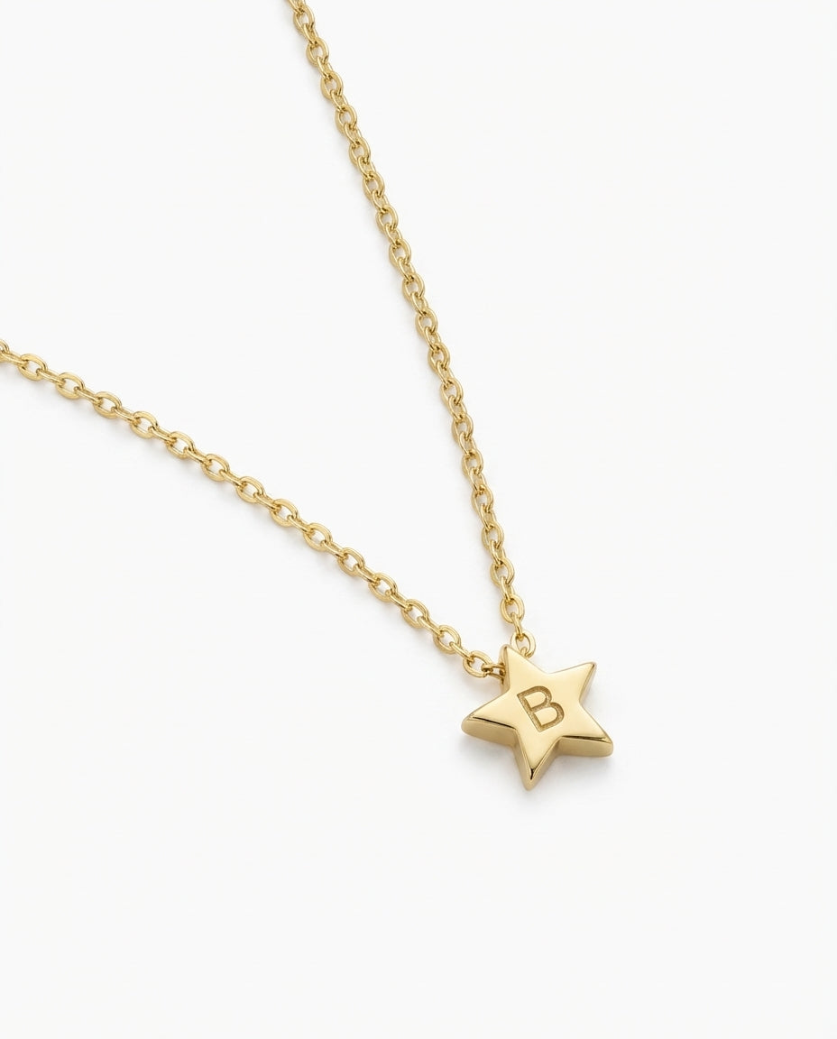 Personalized Gold Star Initial Necklace - Dainty Custom Jewelry