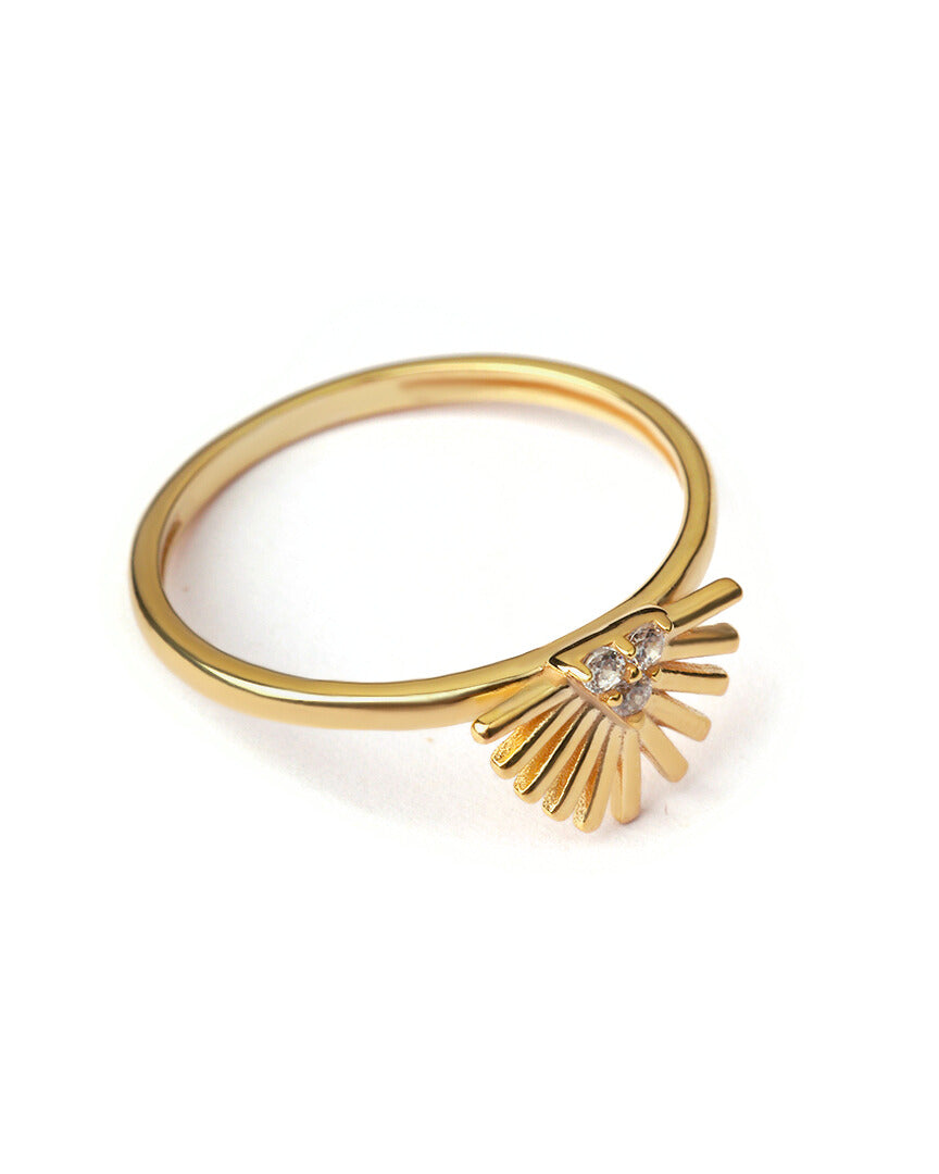 Sunburst Diamond Ring, Radiant Minimalism - 18k Gold Vermeil