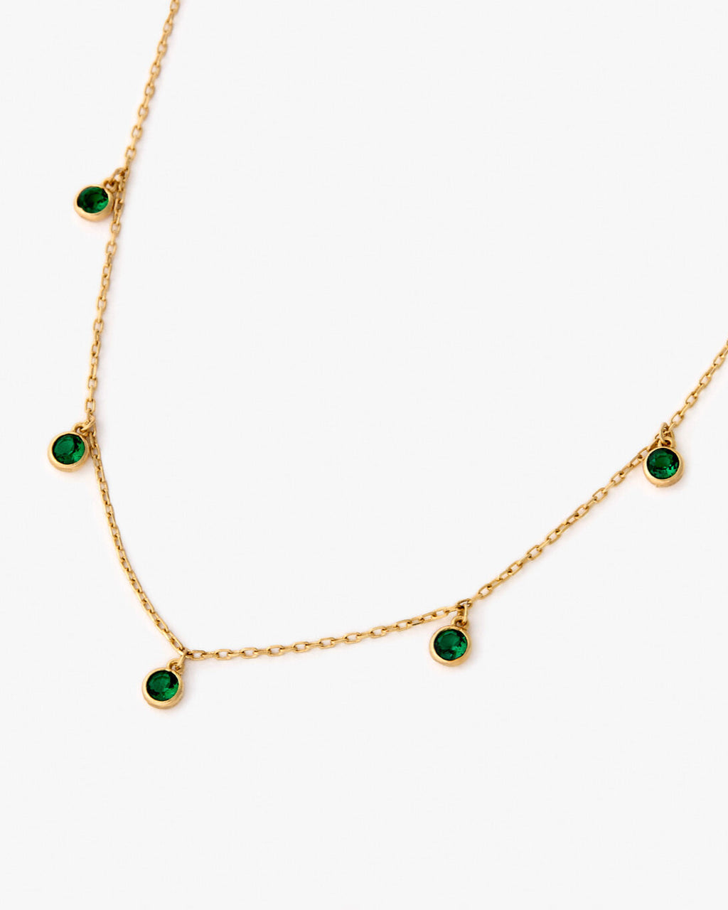 Birthstone Elegant Spaced Emerald Necklace - 18k Gold Vermeil