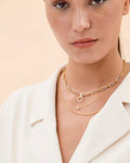 Layered Rectangle Pave Link & Toggle Necklace Set - Set Jewelry