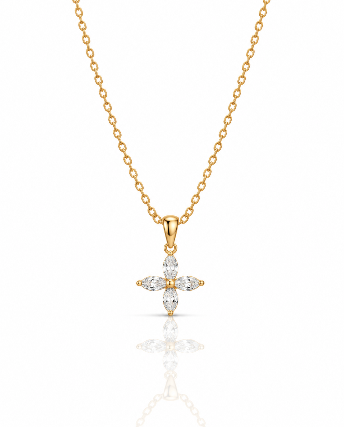 Elegant Crystal Clover Gold Pendant Necklace