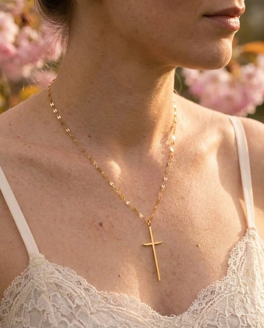 Elegant Gold Cross Necklace | Dainty Minimalist Faith Jewelry
