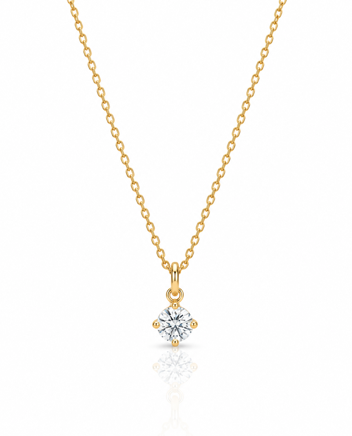 Elegant Gold Solitaire Diamond Pendant Necklace