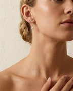 Elegant Pearl & Crystal Teardrop Drop Earrings in Gold