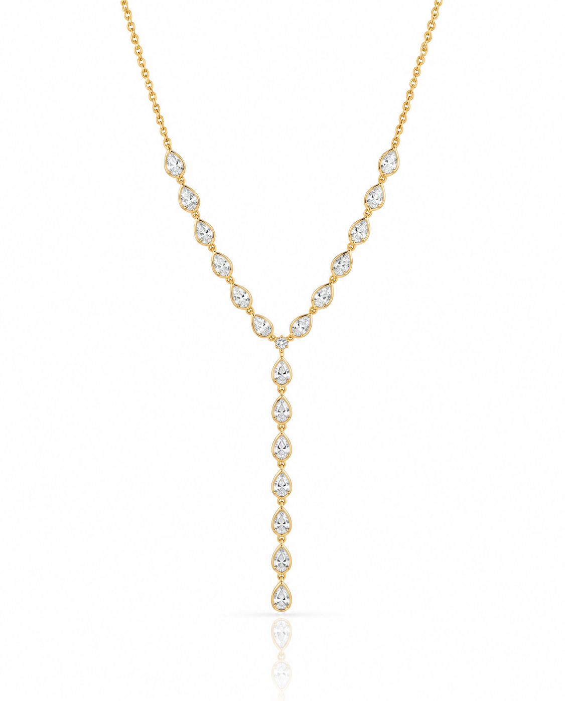 Elegant Teardrop Diamond Lariat Y-Necklace in Gold