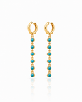 Elegant Turquoise Chain Drop Gold Hoop Earrings