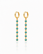 Elegant Turquoise Chain Drop Gold Hoop Earrings