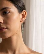 Elegant Turquoise Chain Drop Gold Hoop Earrings
