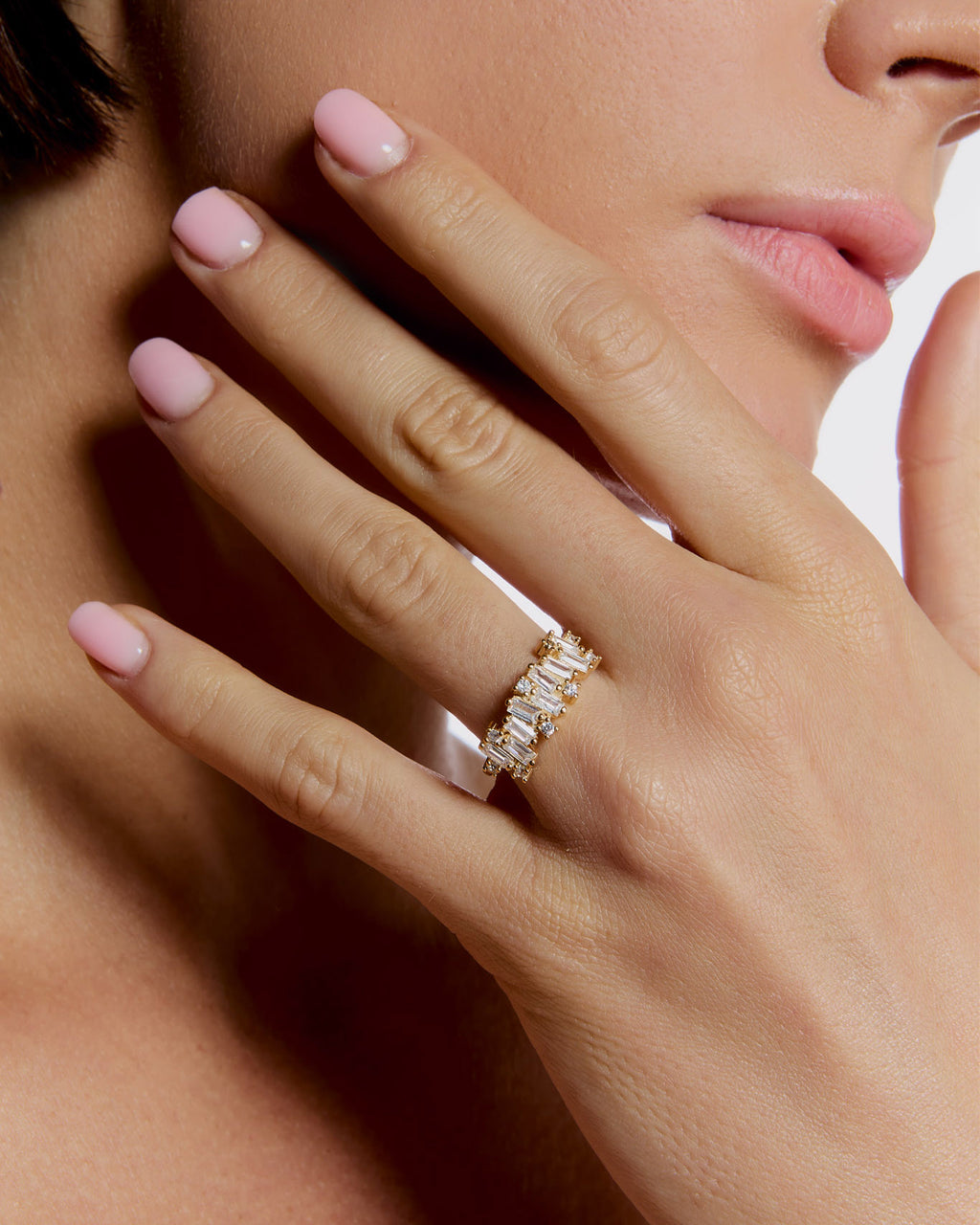 Elegant Baguette-Cut Diamond Ring - 14k Solid Gold