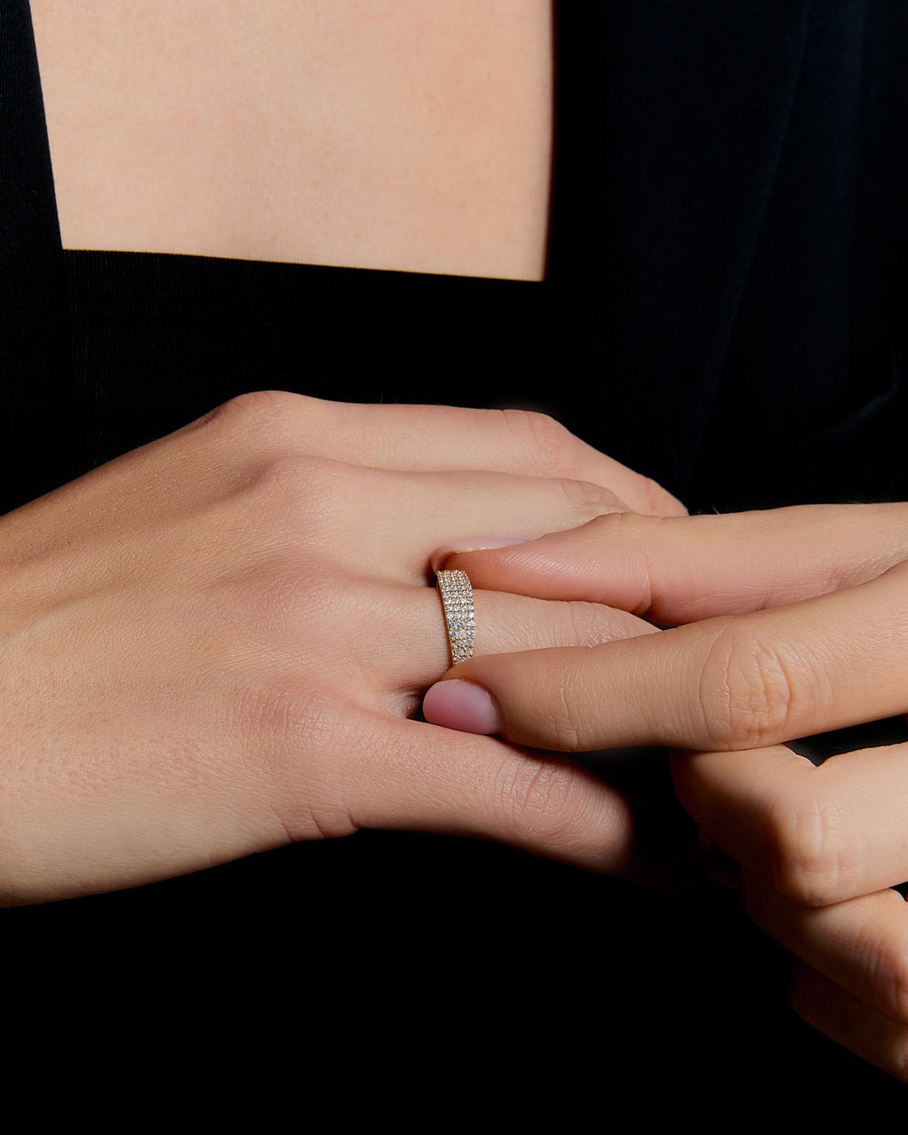 Pave Slim Signet Ring - 18k Gold Vermeil