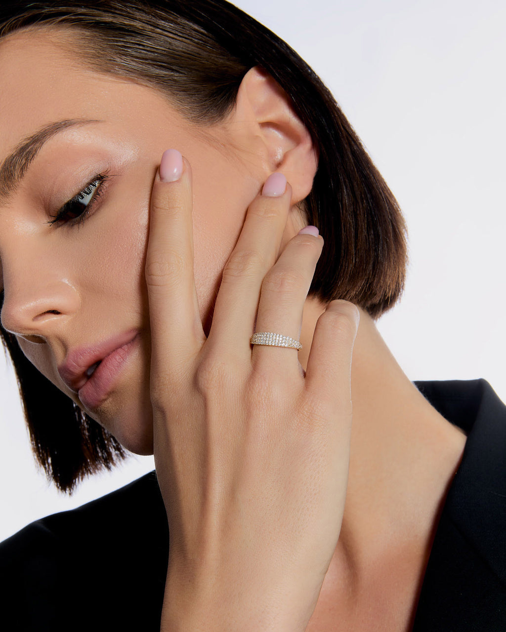 Pave Slim Signet Ring - 18k Gold Vermeil