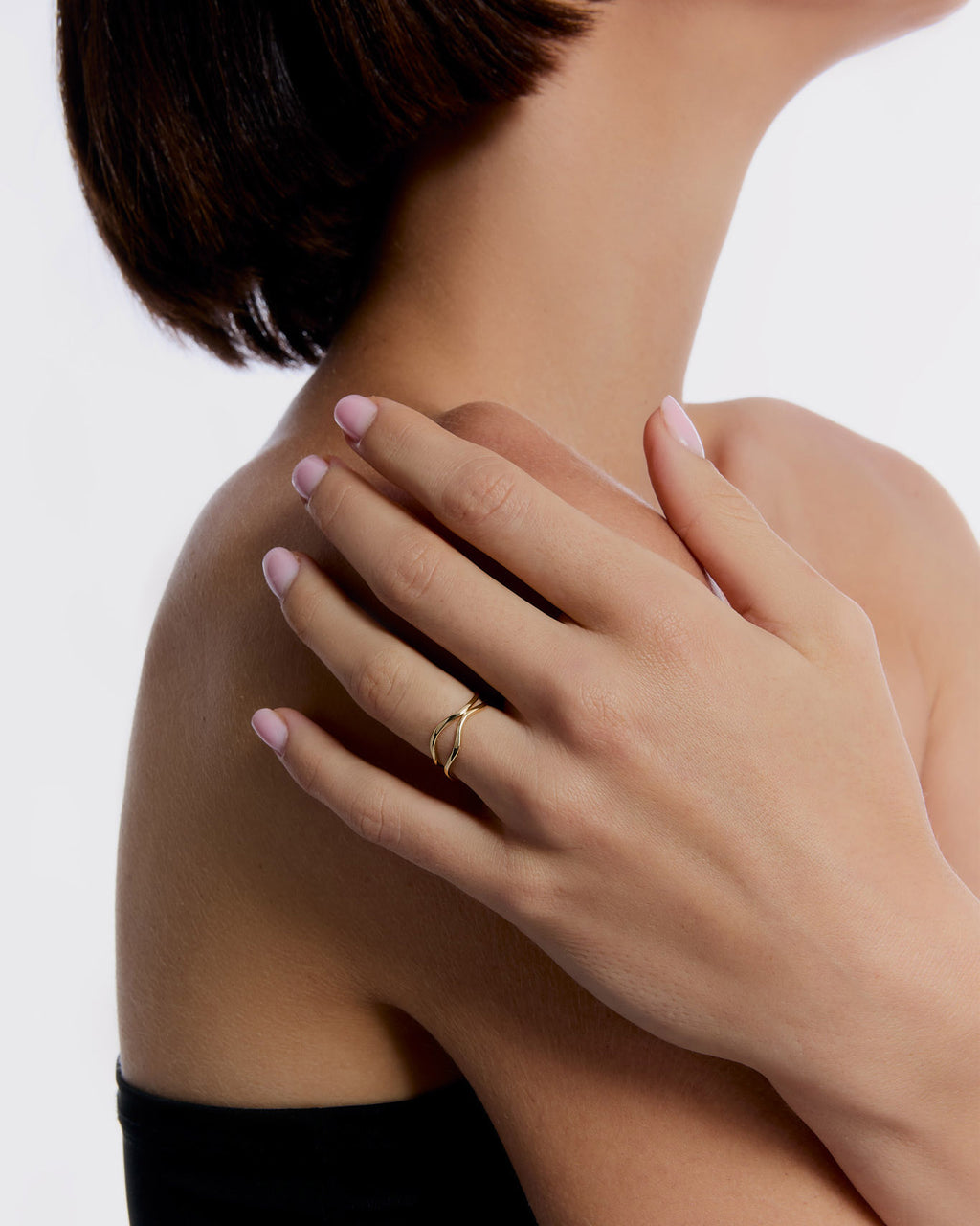 Abstract Open Link Ring, Minimalist Modern Design - 925k Sterling Silver