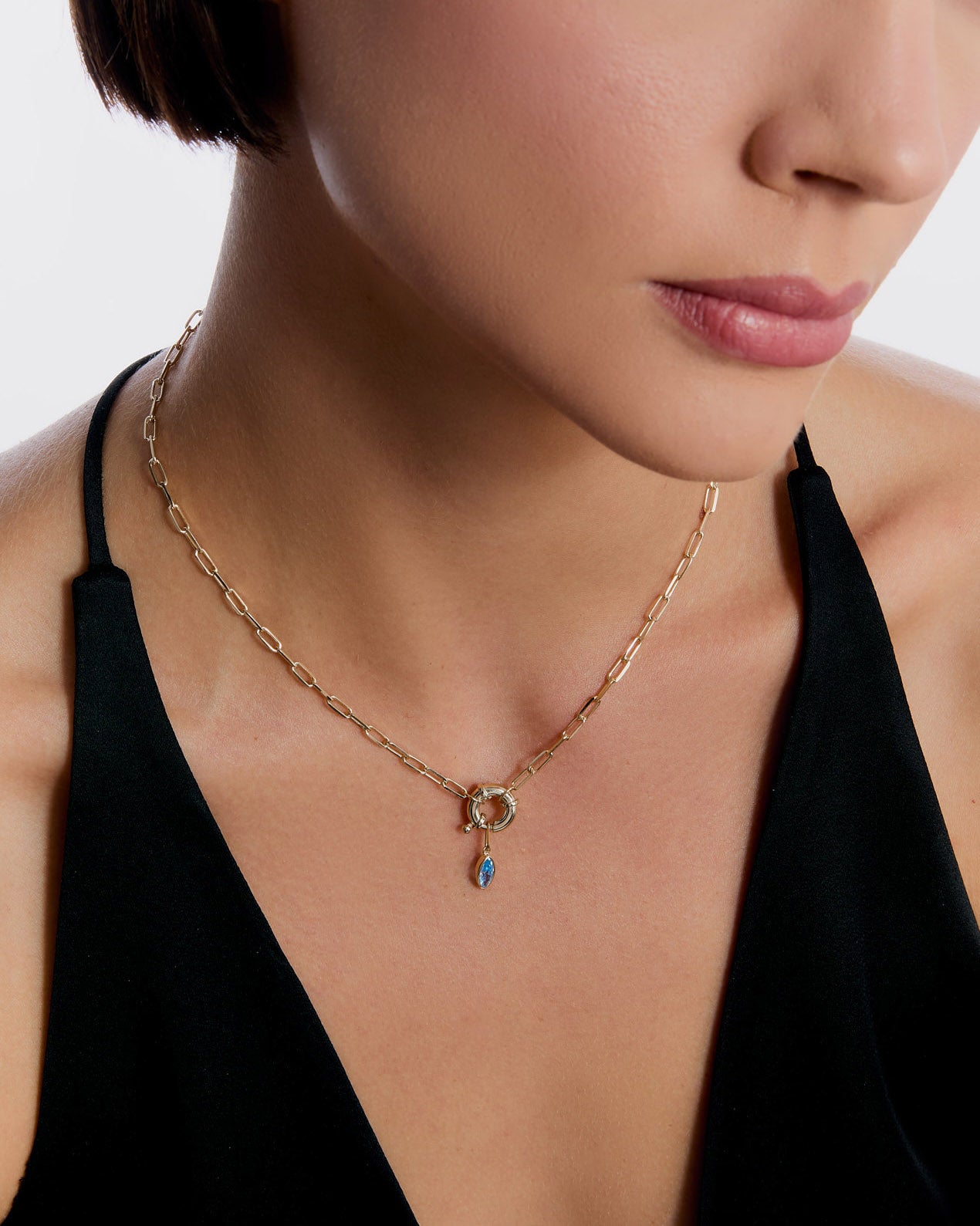 Elegant Birthstone Link Chain Necklace with Dainty Charm - 18k Gold Vermeil