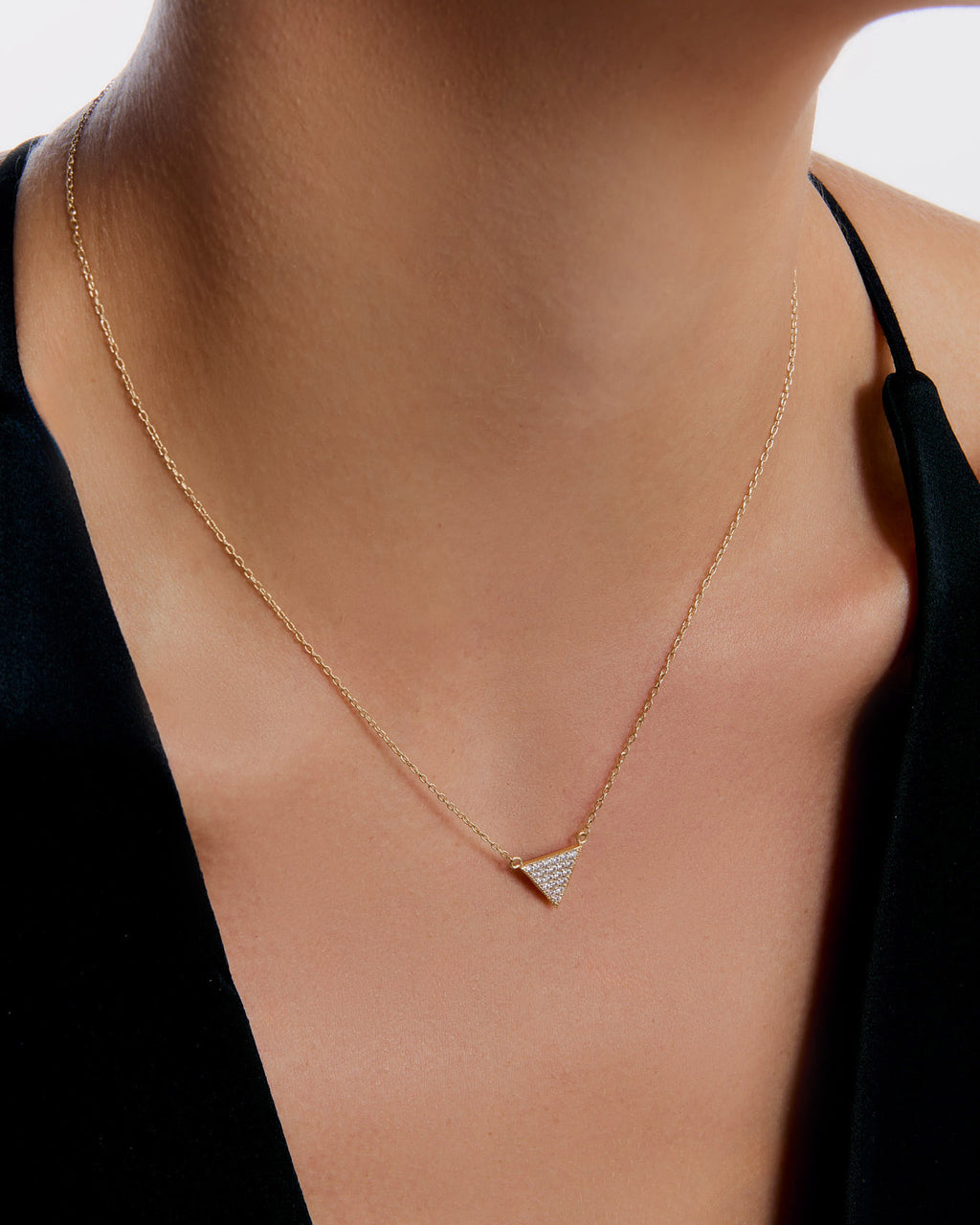 Silver Minimalist Charm Triangle Pendant Necklace - Charm Jewelry