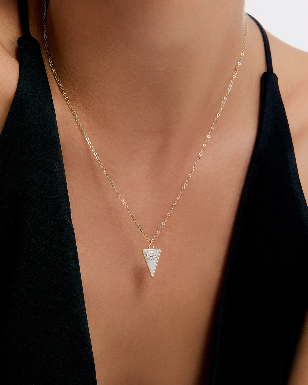 Evil Eye Symbol Triangle Pendant Necklace