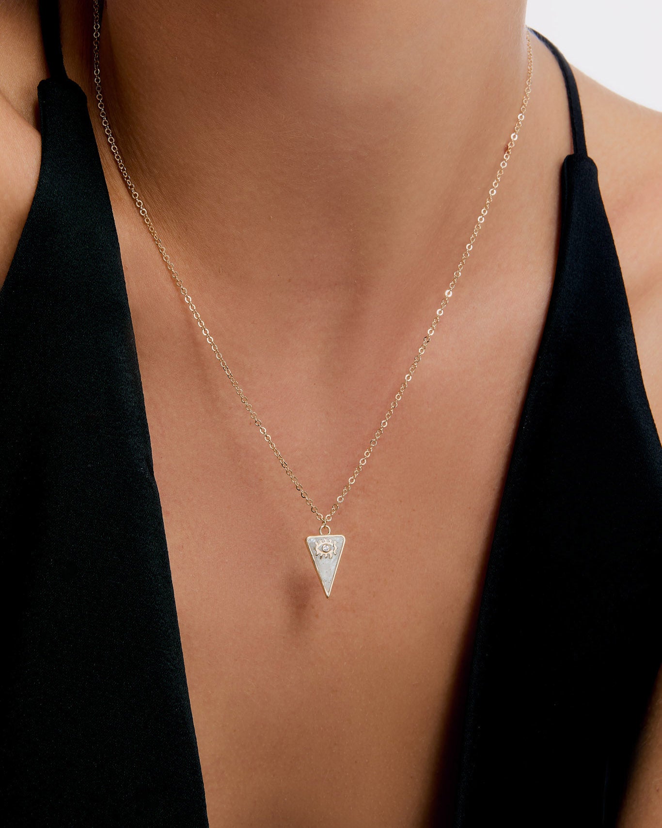 Evil Eye Symbol Triangle Pendant Necklace