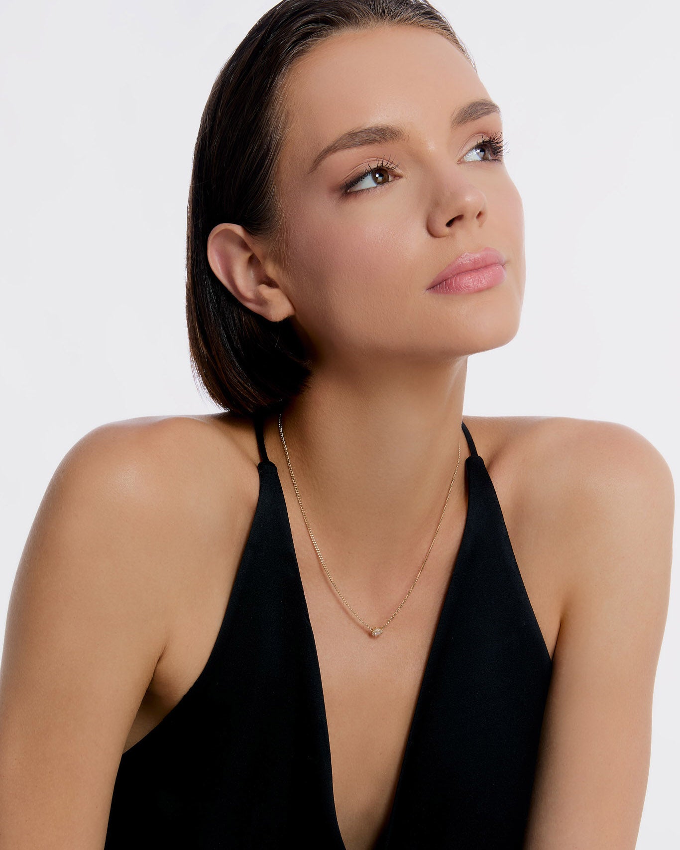 Birthstone Round Halo Pendant Necklace - 18k Rose Gold Vermeil