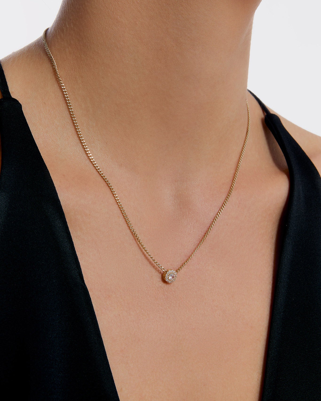 Birthstone Round Halo Pendant Necklace - 18k Rose Gold Vermeil