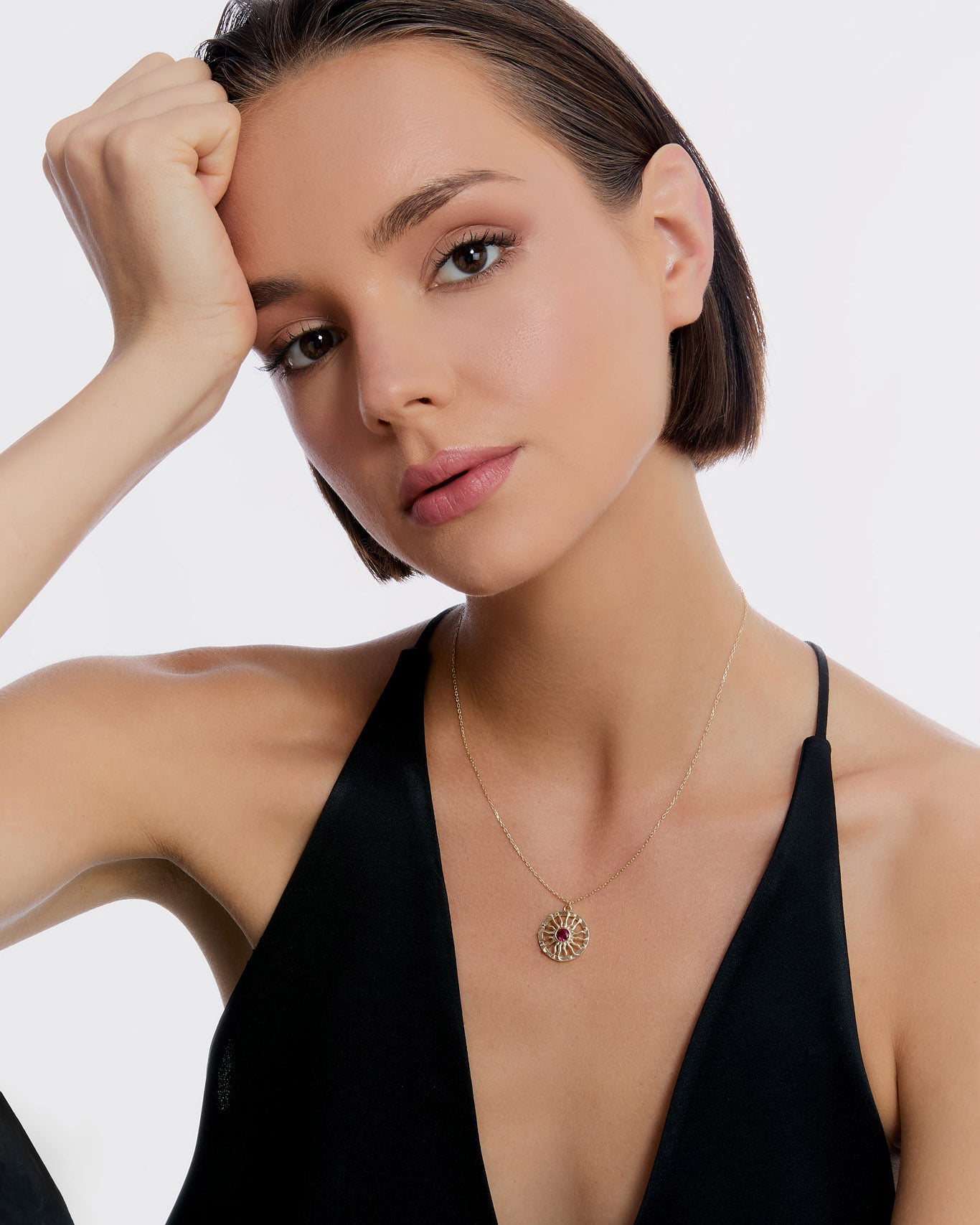 Dainty Birthstone Bohemian Sunburst Necklace - 18k Rose Gold Vermeil