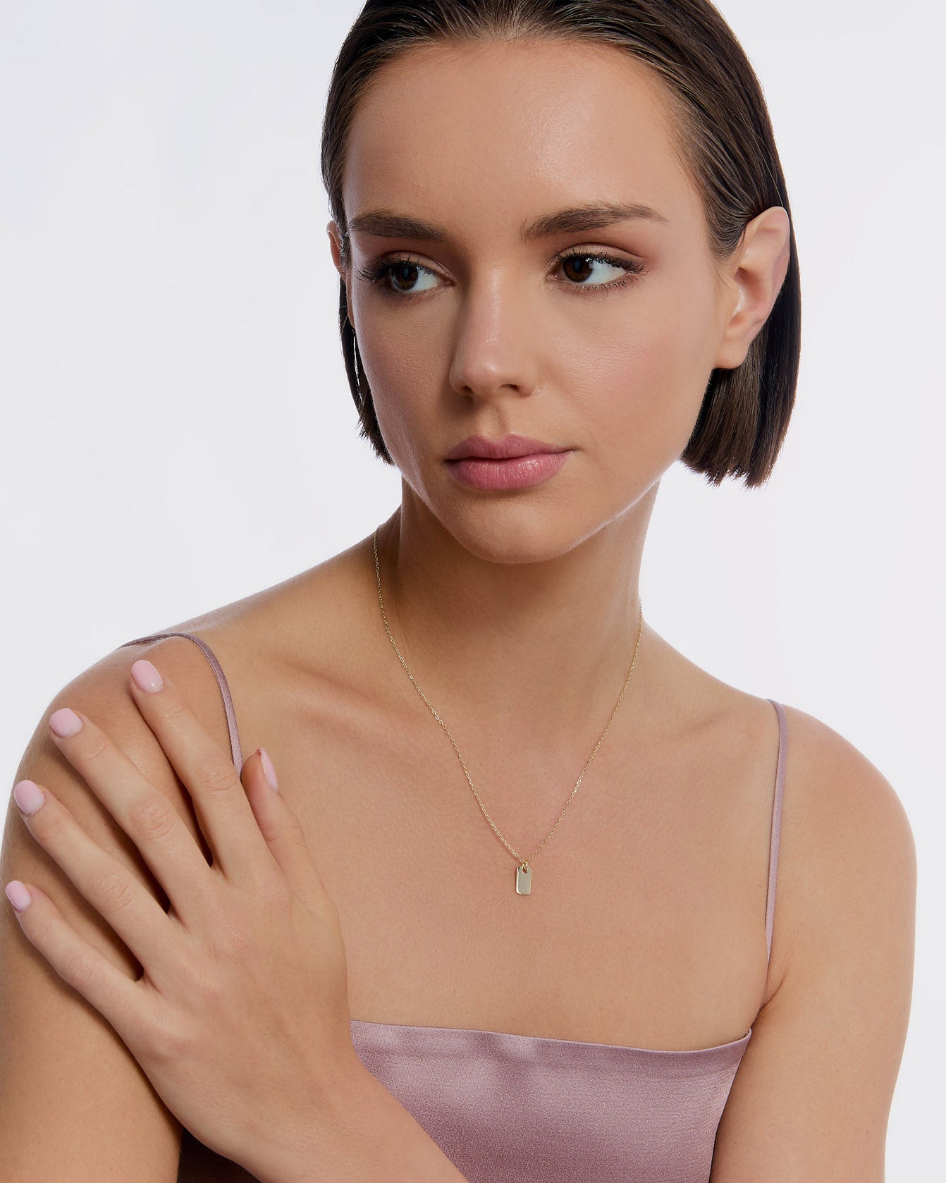 Simple Sleek Everyday Style Tag Necklace - 925k Sterling Silver