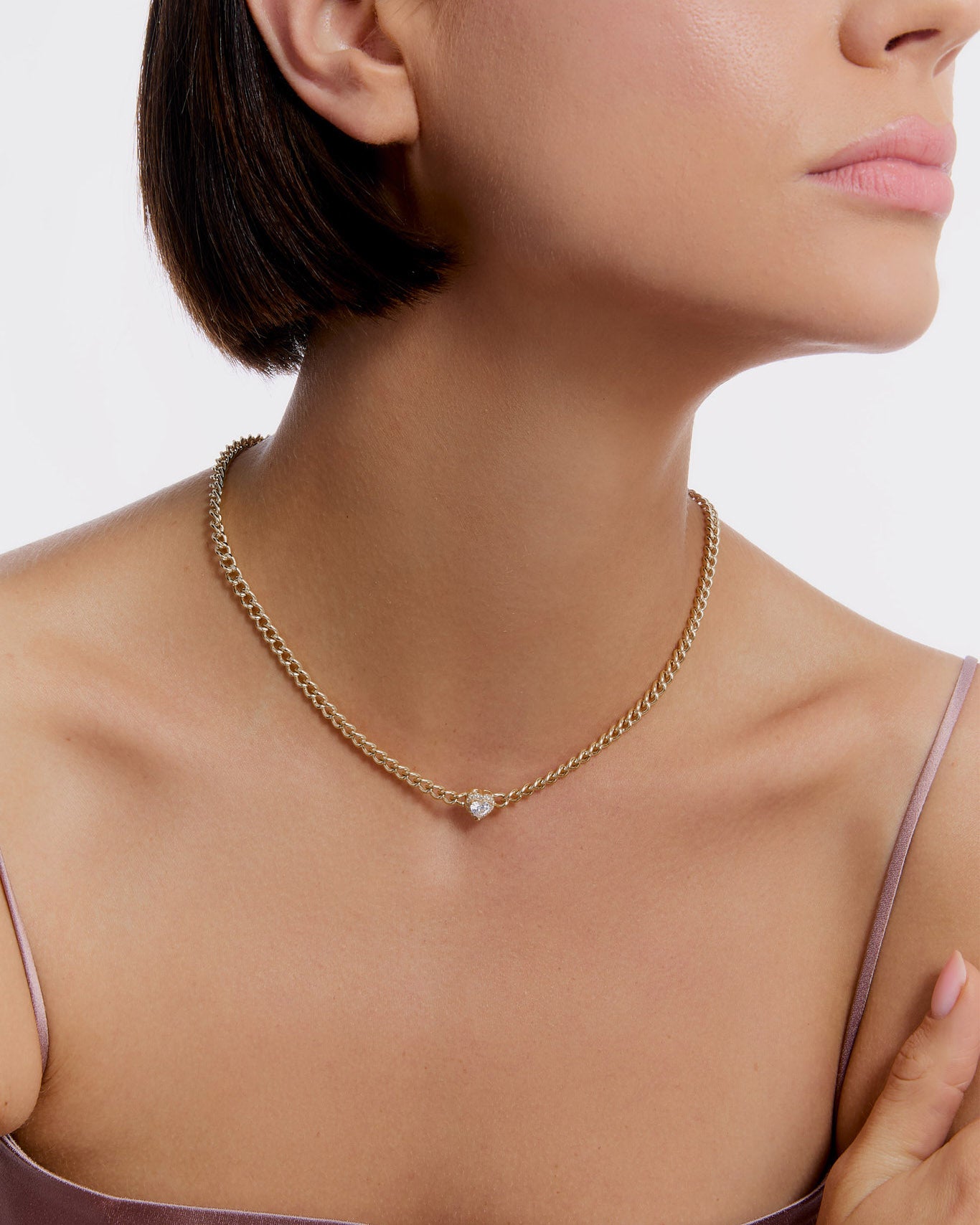Heart Charm Cuban Link Necklace - Modern Jewelry