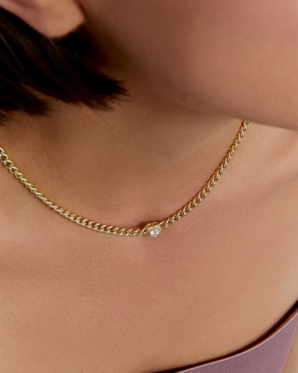 Heart Charm Cuban Link Necklace - Modern Jewelry