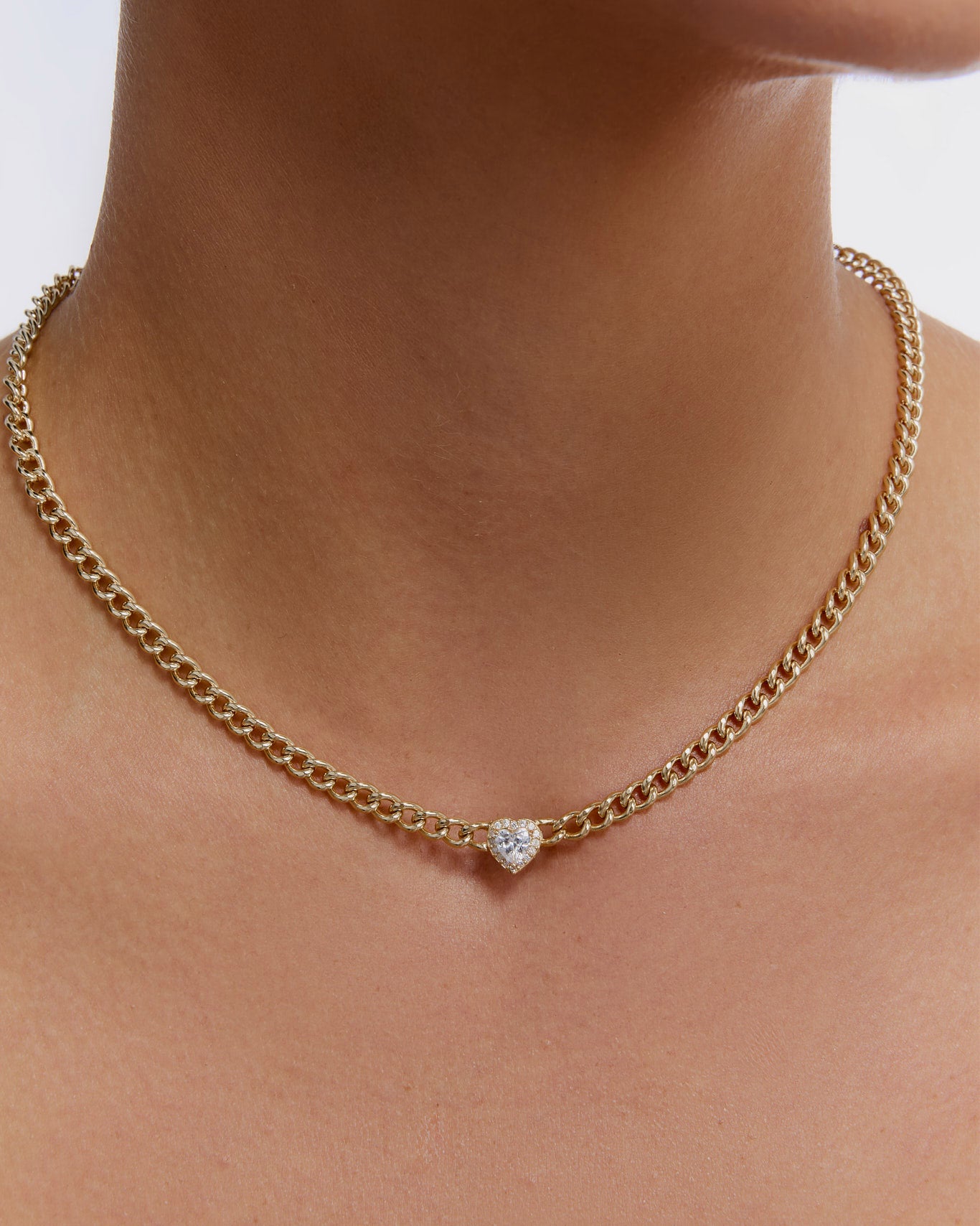 Heart Charm Cuban Link Necklace - Modern Jewelry