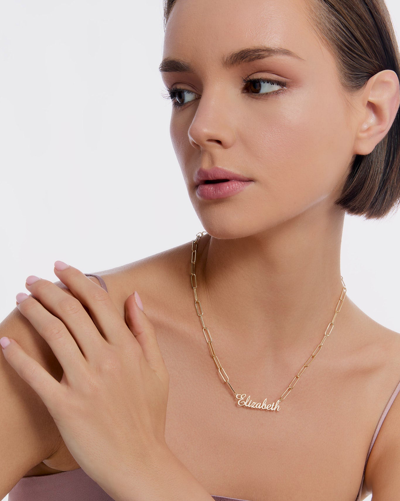 Name Necklace with Tiny Link Chain - 18k Gold Vermeil