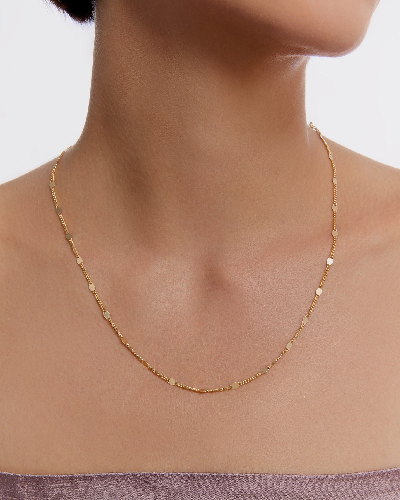 Modern Geometric Curb Chain Necklace - 925k Sterling Silver