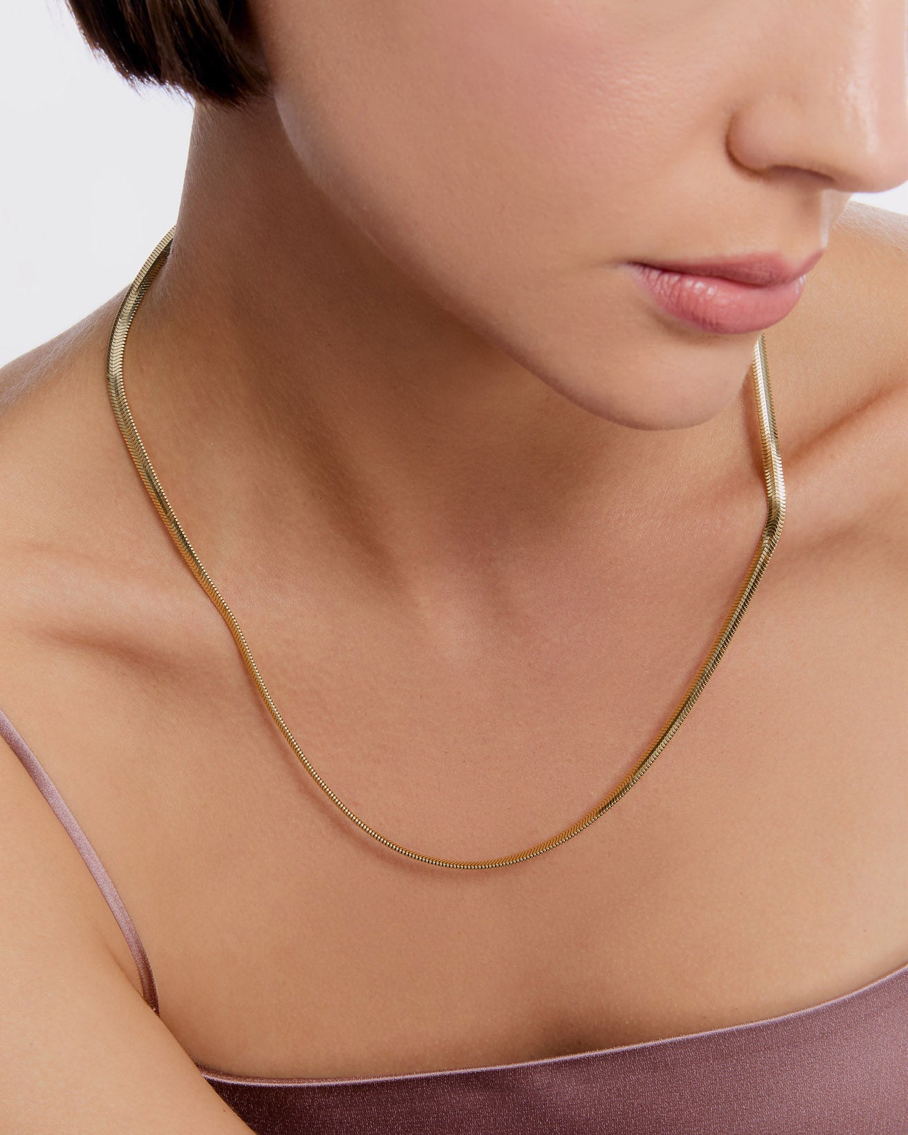 Elegant Herringbone Chain Necklace - 18k Gold Vermeil