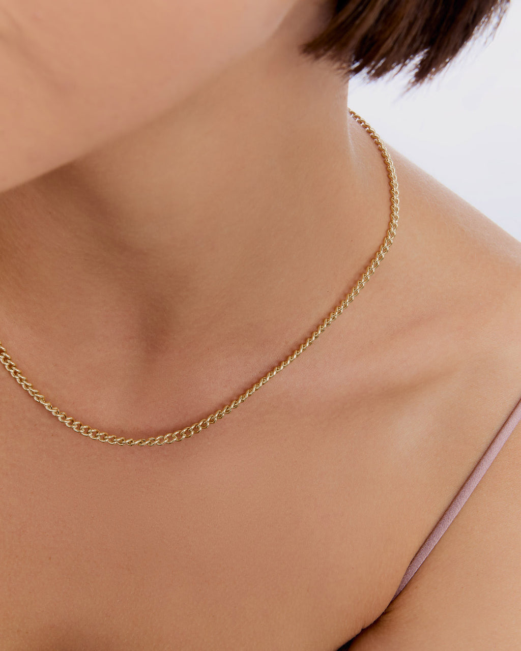 3mm Curb Chain Necklace - 18k Gold Vermeil