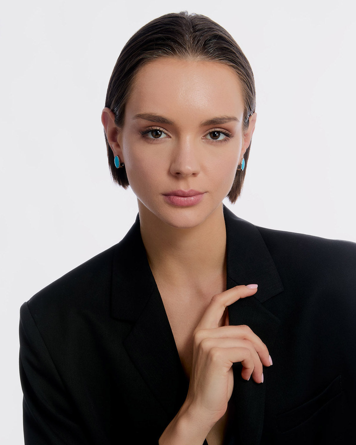 Turquoise Oval Clip-On Earrings - Rose Gold Vermeil