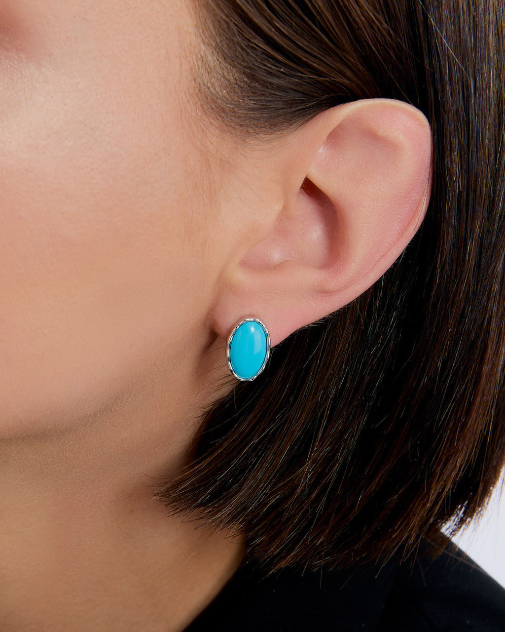 Turquoise Oval Clip-On Earrings - 18k Gold Vermeil