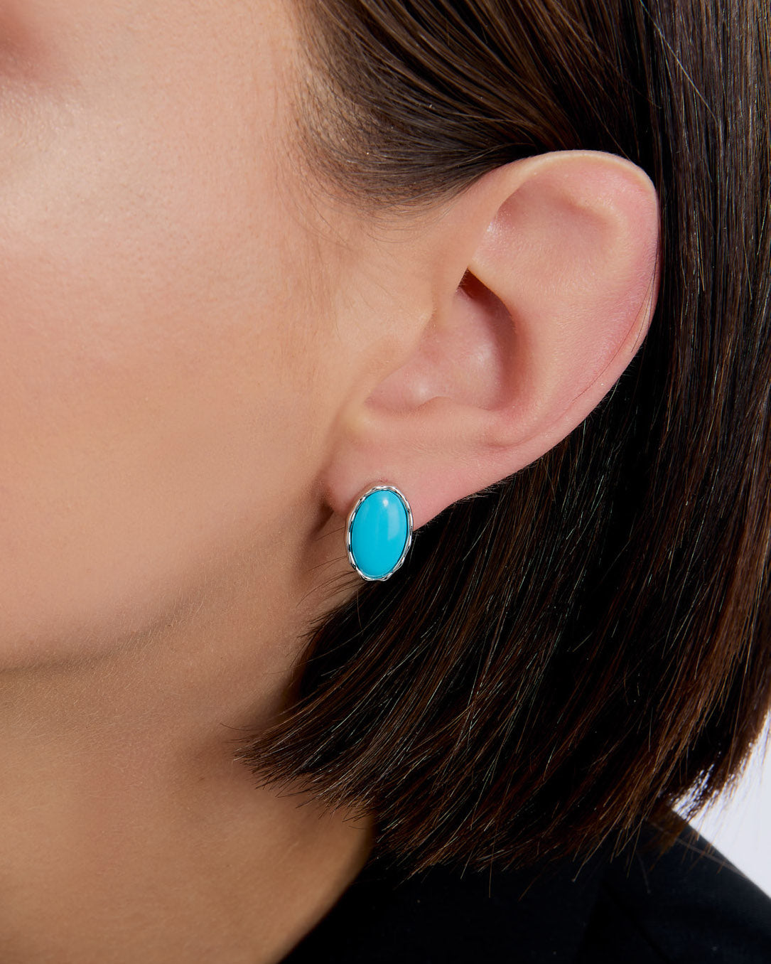 Turquoise Oval Clip-On Earrings - Rose Gold Vermeil
