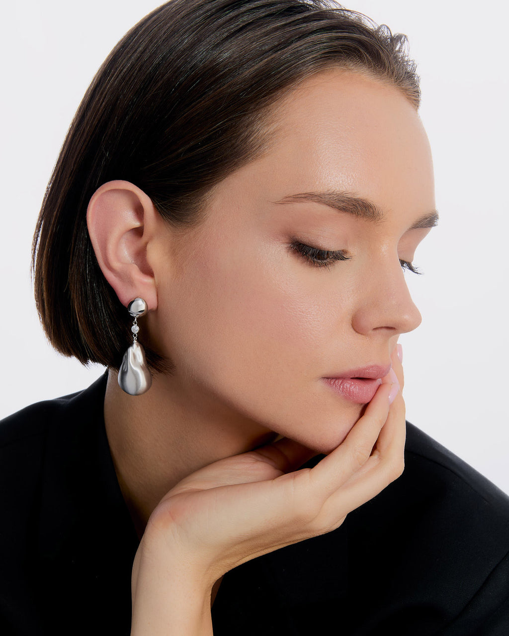 Sculptural Silver Drop Earrings - 925k Sterling Silver