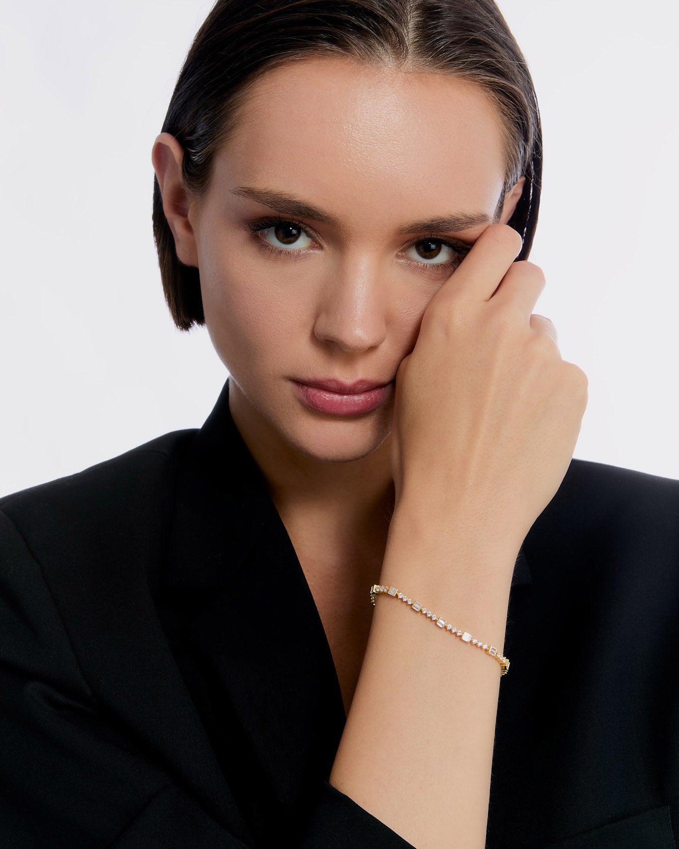 Baguette Stone Detail Tennis Bracelet - Rose Gold Vermeil