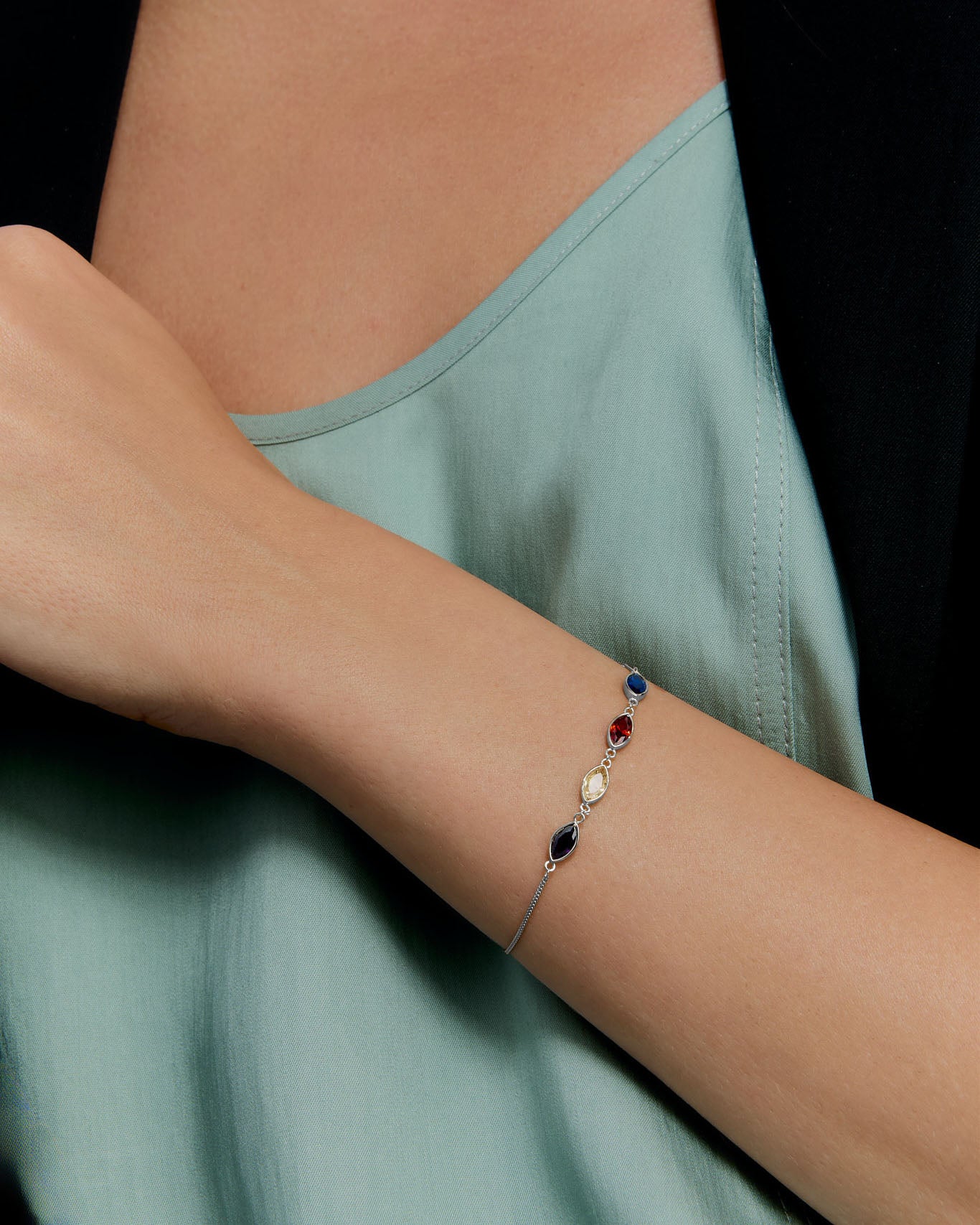 Family Birthstone Bracelet - 925k Sterling Silver