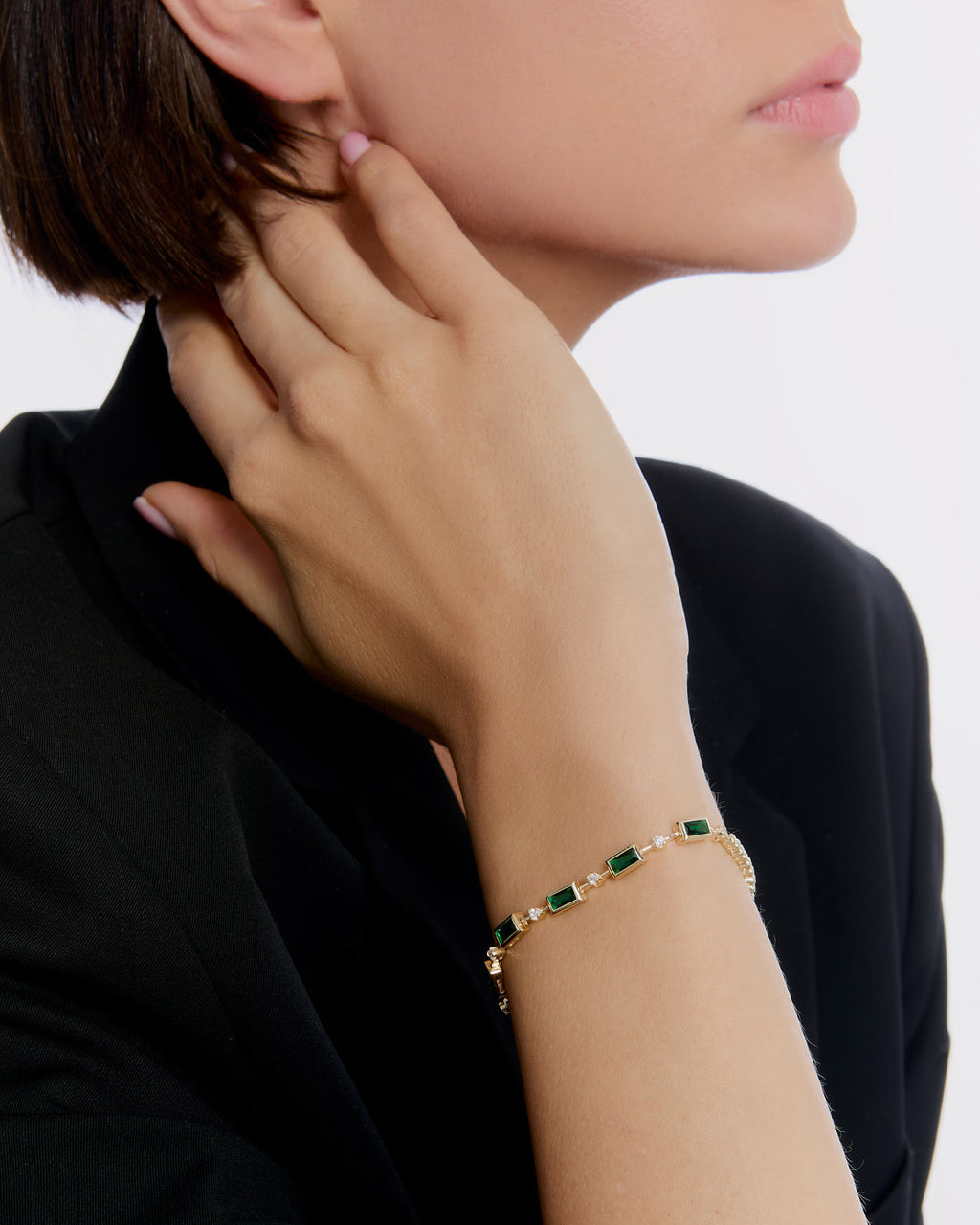 Emerald Accents Tennis Bracelet - 18k Gold Vermeil