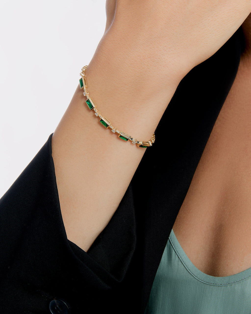 Emerald Accents Tennis Bracelet - 18k Gold Vermeil