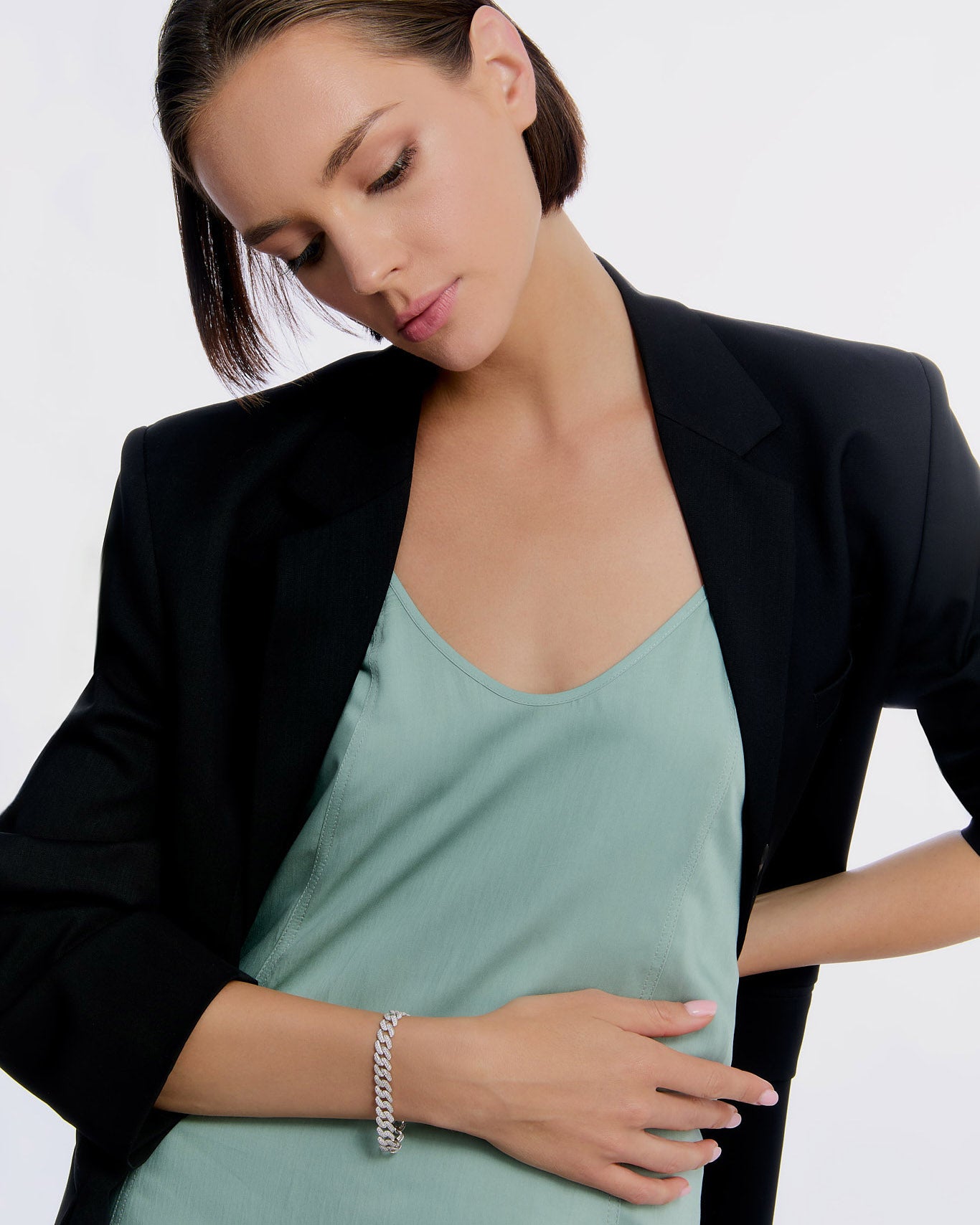 Gemstone Cuban Link Bracelet - 925k Sterling Silver