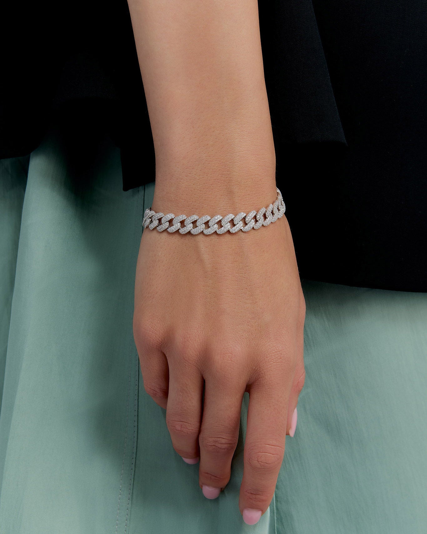 Gemstone Cuban Link Bracelet - 925k Sterling Silver