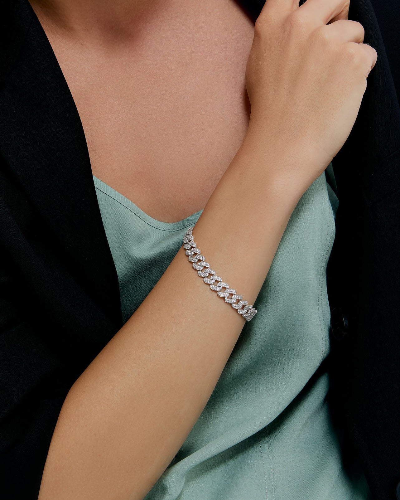 Gemstone Cuban Link Bracelet - 925k Sterling Silver