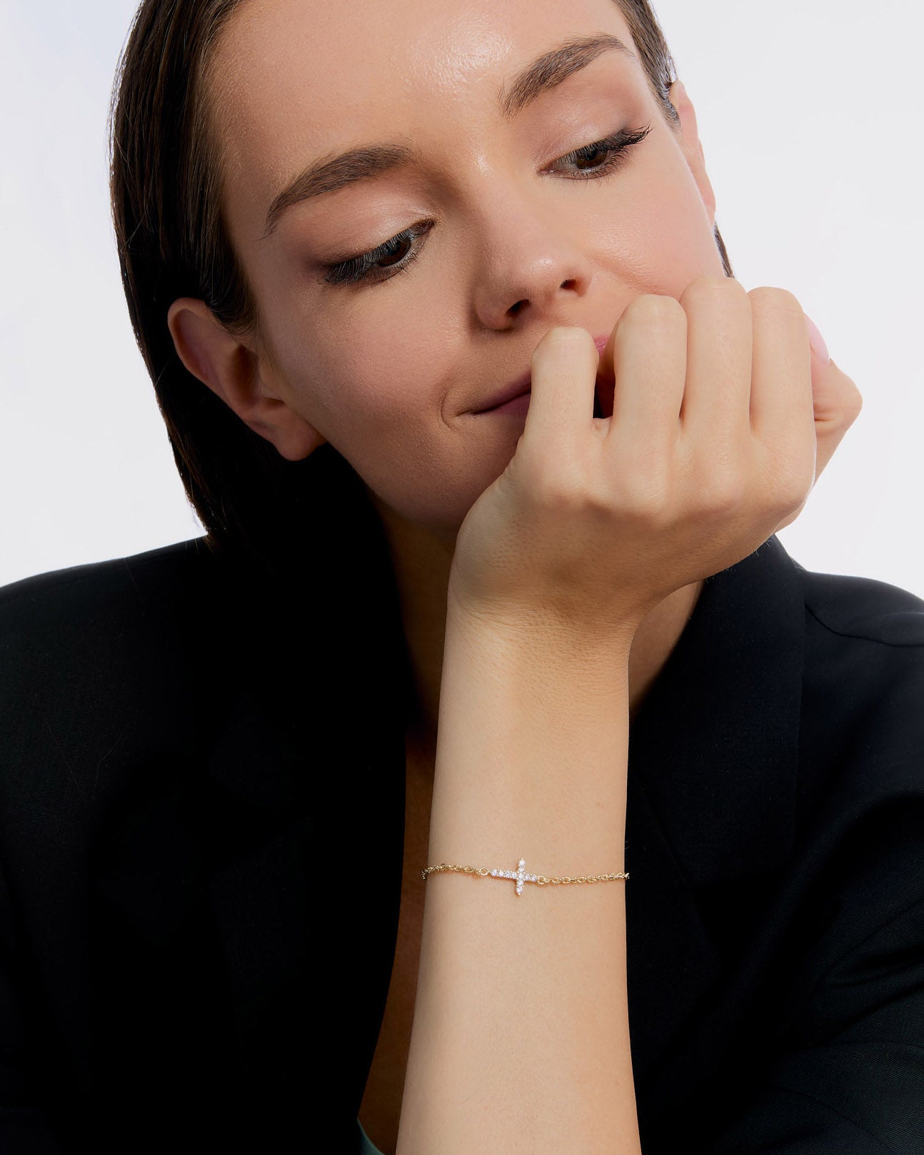Dainty Gemstone Cross Bracelet - 18k Gold Vermeil