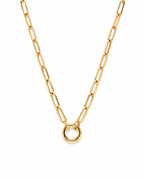 Eternity Circle Gold Paperclip Chain Necklace