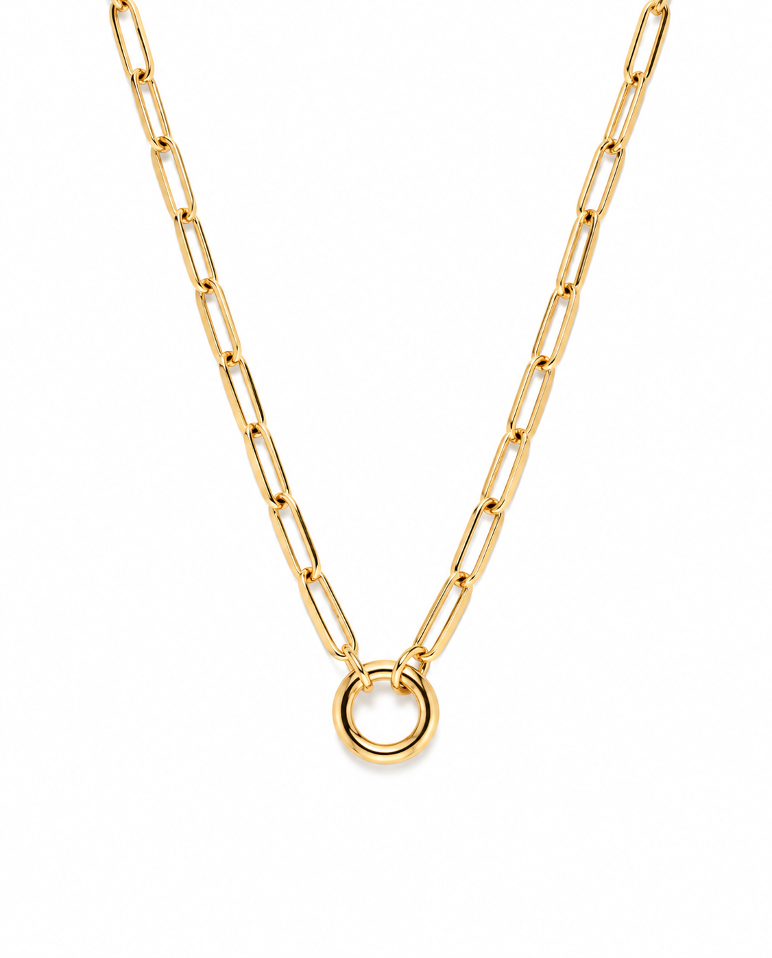 Eternity Circle Gold Paperclip Chain Necklace