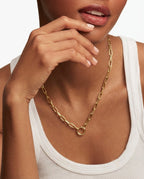 Eternity Circle Gold Paperclip Chain Necklace